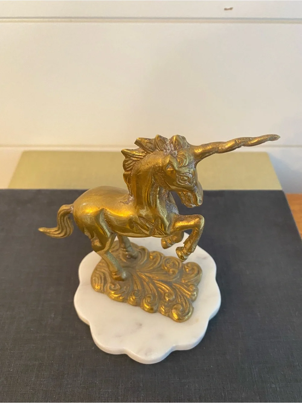 Vintage Solid Brass Rearing Unicorn Statue Figure Mythical Ethereal Celestial - Picture 3 of 10